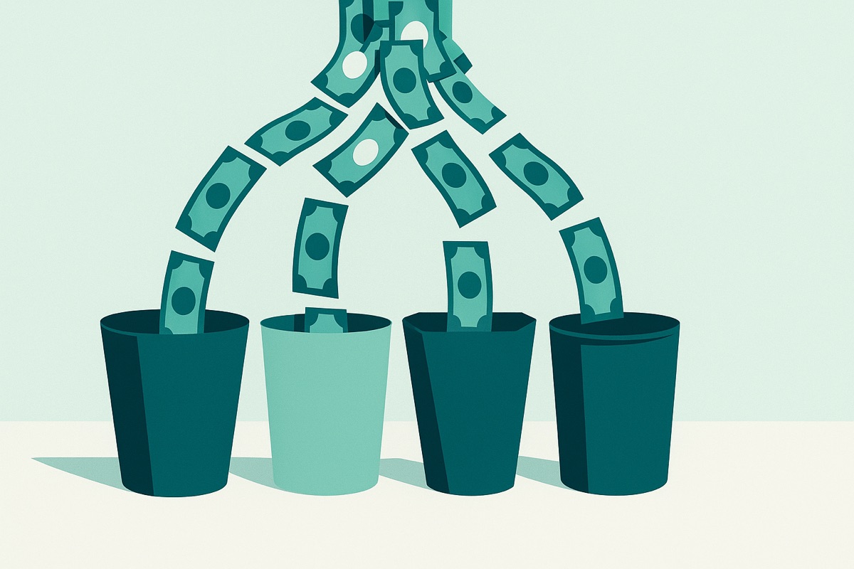 Revenue flowing into the four bank accounts of the money management system